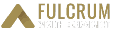 Logo for Fulcrum Wealth Management featuring a stylized gold and dark grey triangular design on the left and the company name in gold text on the right.