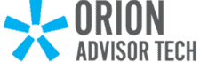 Orion Advisor Tech logo with blue starburst graphic on the left and the company name in gray text to the right.